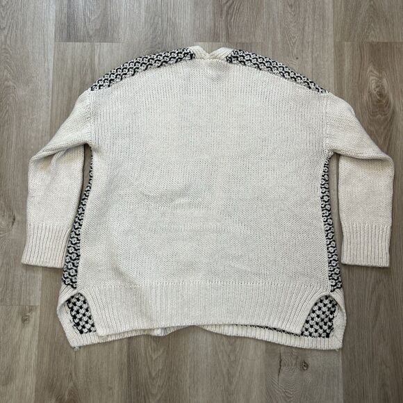 GAP Open Cardigan Sweater Womens XS / Small Oversize White Black Soft Wool Blend - Picture 8 of 10
